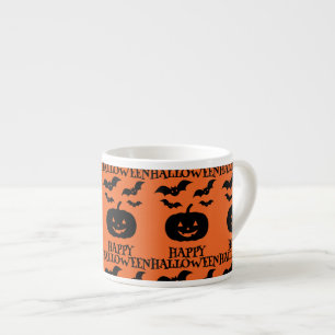 Happy Halloween Pumpkin Bat Minimal Espresso Kop