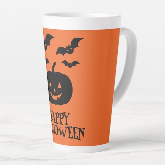 Happy Halloween Pumpkin Bat Minimal Latte Mok (Rechterhoek)