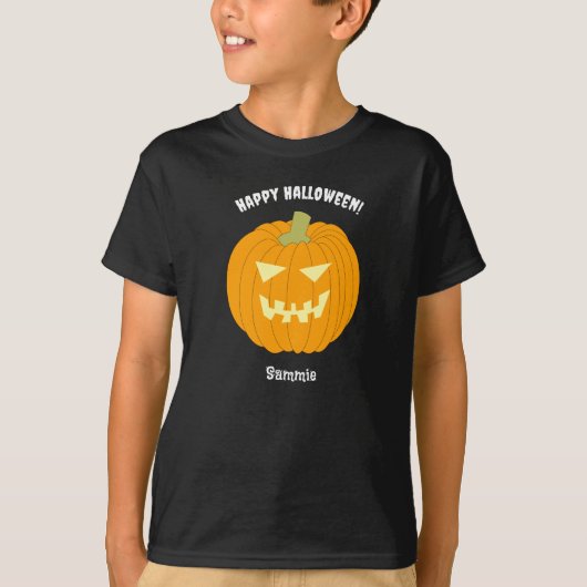 Happy Halloween Pumpkin Custom Name Kinder T-shirt (Voorkant)