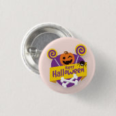 Happy Halloween Pumpkin en Spider | PIN-Button Ronde Button 3,2 Cm (Voorkant /achterkant)