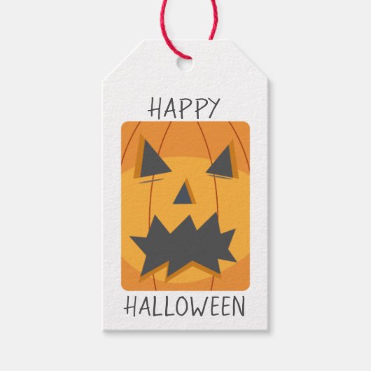 Happy Halloween Pumpkin Face Cadeaulabel (Voorkant)