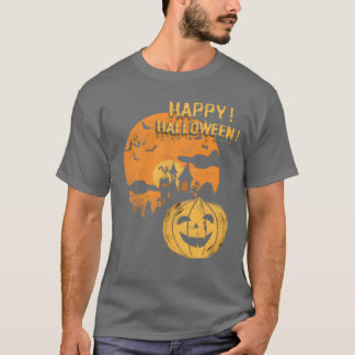 Happy Halloween Pumpkin Funny Spooky Bat Scary vin T-shirt