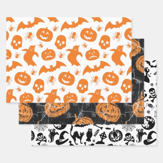 Happy Halloween Pumpkin Ghost Pattern Inpakpapier Vel (Set)