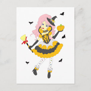 Happy Halloween Pumpkin Girl Briefkaart
