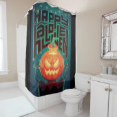 Happy Halloween Pumpkin Monster Douchegordijn (In situ)
