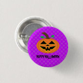 Happy Halloween Pumpkin op Paarse Button Badge (Voorkant /achterkant)