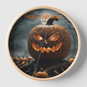 Happy Halloween Pumpkin Patch Wall Clock