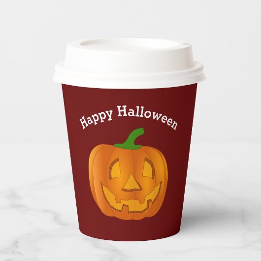 Happy Halloween Pumpkin Red Cup Papieren Bekers (Voorkant)