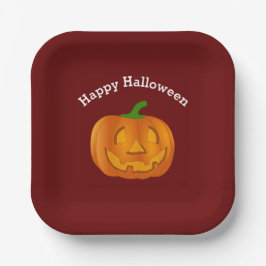 Happy Halloween Pumpkin Red Papieren Bordje