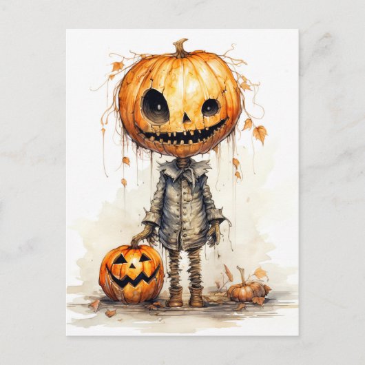 Happy Halloween Pumpkin Scarecrow Art Briefkaart (Voorkant)