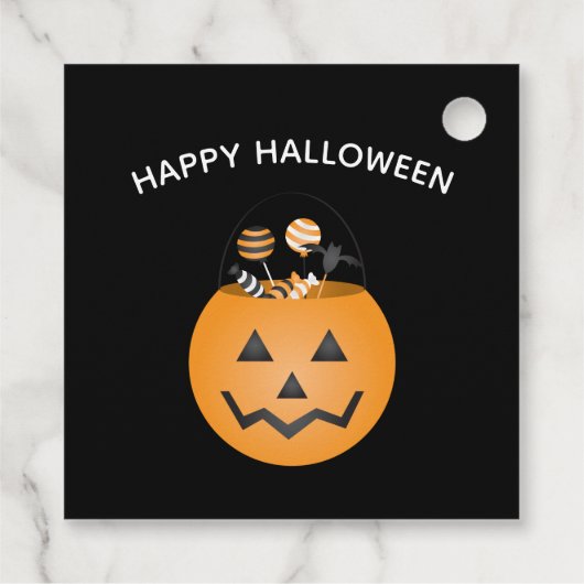 Happy Halloween Pumpkin Trick or treat Bucket Bedankjes Labels (Achterkant)