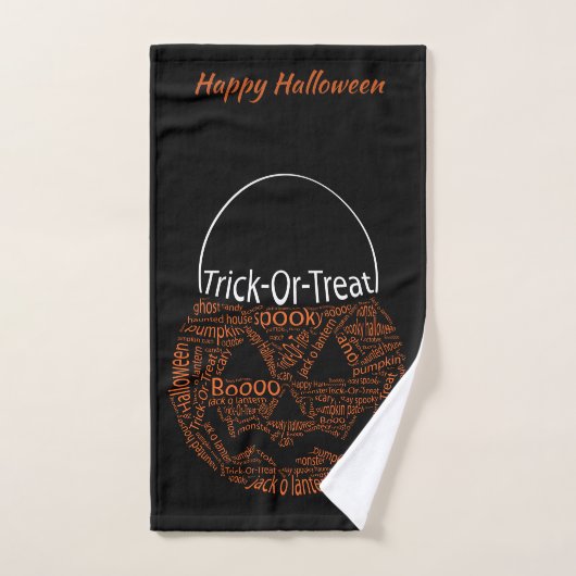 Happy Halloween Pumpkin Typography Sinaasappel Handdoek (Handdoek)