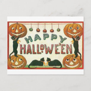 Happy Halloween Pumpkins en Cats Briefkaart
