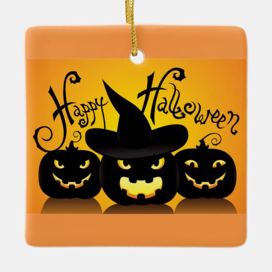 Happy Halloween Pumpkins Keramisch Ornament (Voorkant)