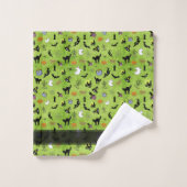 Happy Halloween Random Iconic Motif Green BG (Gant de toilette)