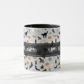 "Happy Halloween" Random Iconic Pattern Grey Mok (Midden)