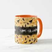 "Happy Halloween" Random Iconic Pattern Sinaasappe Mok (Voorkant rechts)