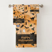 Happy Halloween Random Iconic Pattern Sinaasappel Bad Handdoek (Insitu)