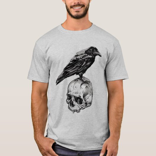 Happy Halloween | Raven Crow & Skull T-shirt (Voorkant)