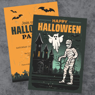 Happy Halloween Retro Party Uitnodiging