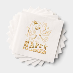 Happy Halloween Retro Polka Dot Pumpkin Folie Servetten