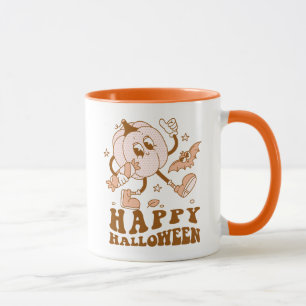 Happy Halloween  Retro Polka Dot Pumpkin Mok