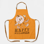 Happy Halloween| Retro Polka Dot Pumpkin Schort (Voorkant)