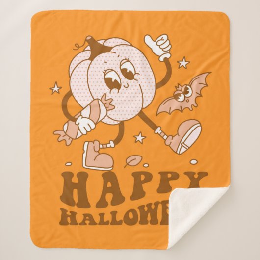 Happy Halloween| Retro Polka Dot Pumpkin Sherpa Deken (Voorkant)