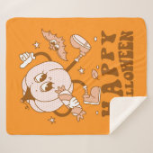 Happy Halloween| Retro Polka Dot Pumpkin Sherpa Deken (Voorkant (horizontaal))