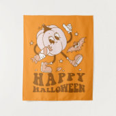 Happy Halloween| Retro Polka Dot Pumpkin Wandkleed (Voorkant)