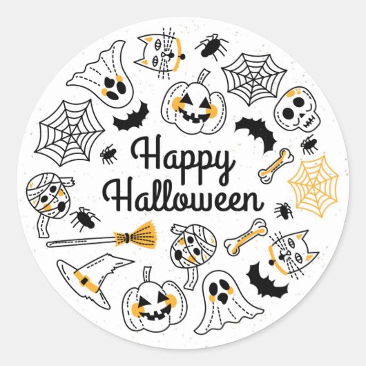 Happy Halloween Ronde Sticker (Voorkant)
