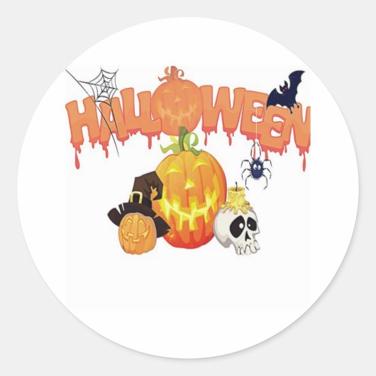 Happy Halloween Ronde Sticker (Voorkant)