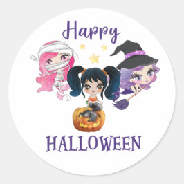 Happy Halloween ronde sticker Girl Mermaid sticker