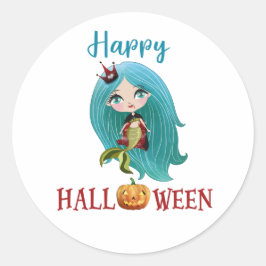 Happy Halloween ronde sticker Girl Mermaid sticker