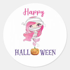 Happy Halloween ronde sticker Girl Mermaid sticker
