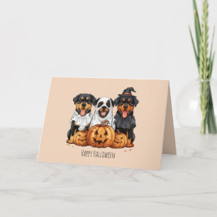 Happy Halloween Rottweiler Honden Jack O Lantern Feestdagen Kaart