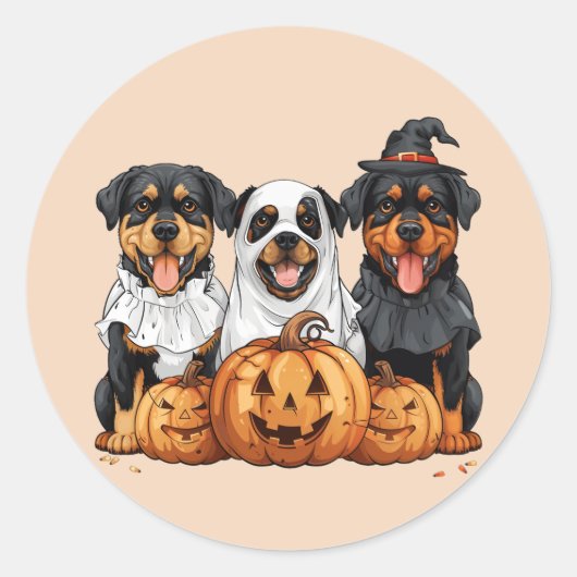 Happy Halloween Rottweiler Honden Jack O Lantern Ronde Sticker (Voorkant)