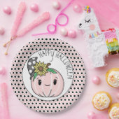 Happy Halloween | Roze pompoen en pooldots Papieren Bordje (Feest)