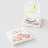 Happy Halloween Roze Pompoen Onderzetters (Zijkant)