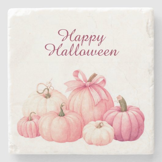 Happy Halloween Roze Pompoen Onderzetters (Voorkant)
