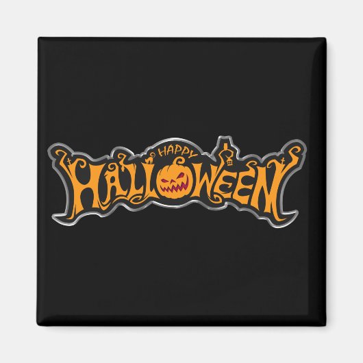 Happy Halloween Ruby Eye Pumpkin Silver Lijst Magneet (Voorkant)