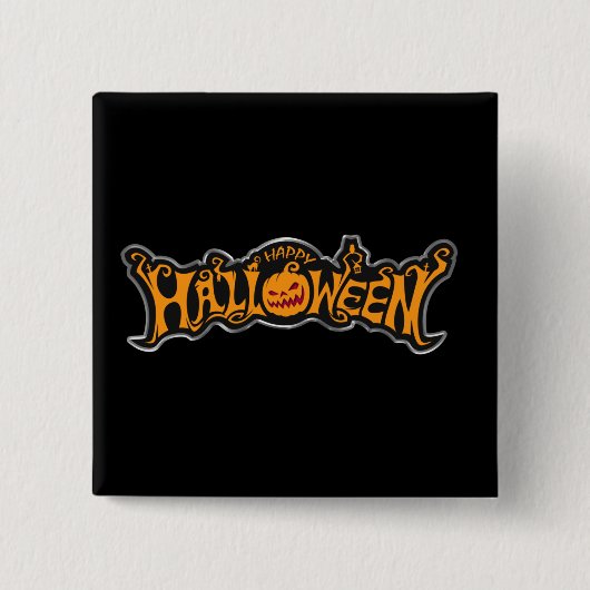 Happy Halloween Ruby Eye Pumpkin Silver Lijst Vierkante Button 5,1 Cm (Voorkant)