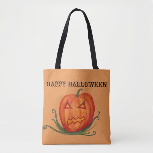 Happy Halloween, Sac fourre-tout d'art Citrouille (Devant)