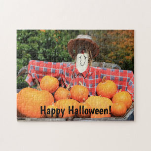 Happy Halloween Scarecrow en Pumpkins Family Fun Legpuzzel