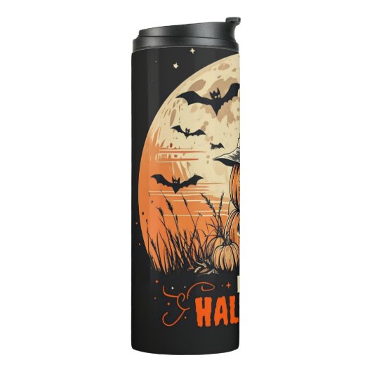 Happy Halloween Scarecrow Pumpkin Thermal Tumbler Thermosbeker (Gedraaid links)