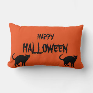 Happy Halloween Scary Cat Oranje Throw Kussen