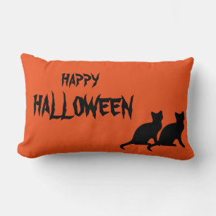 Happy Halloween Scary Cat Oranje Throw Kussen