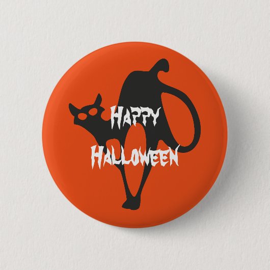 Happy Halloween Scary Cat Ronde Button 5,7 Cm (Voorkant)