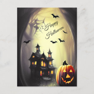 Happy Halloween Scary Haunted House Briefkaart