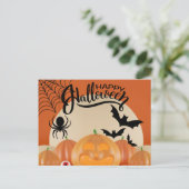 Happy Halloween Scary Pumpkins, Bats and Spider Briefkaart (Staand voorkant)